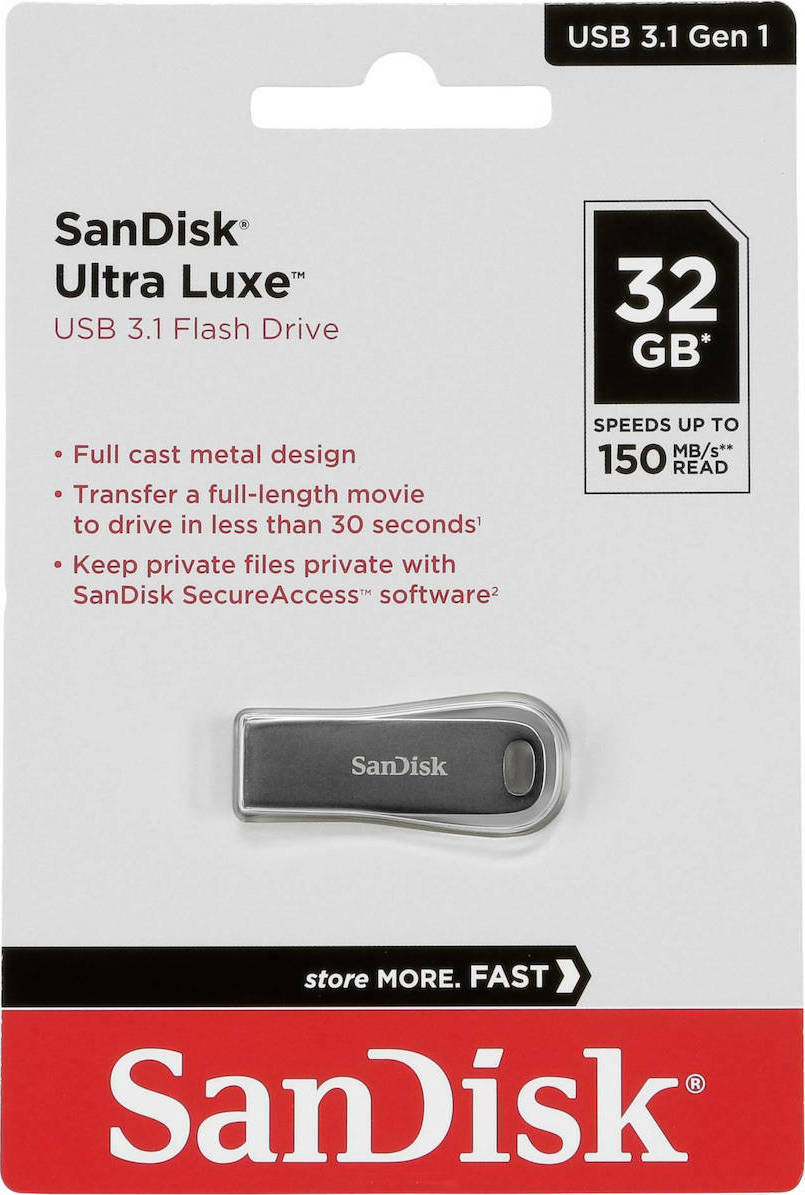 فلش مموری سن دیسک Ultra Luxe 32 گیگ USB 3.1 Gen 1 سرعت 150MB/s